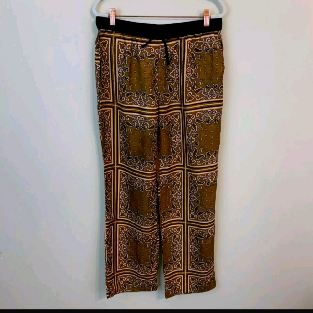 Scotch & Soda -large Brown Pants Casual Striped Paisley Floral Lightweight
